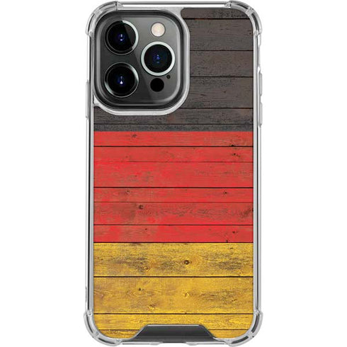 German Flag Dark Wood iPhone 15 Pro Clear Case